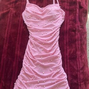 Iris Pink Dress with Pearl Details